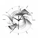 Tattoo in the form of a spiral clock. The past time turns into dust, the future time is covered with fog tattoo design idea