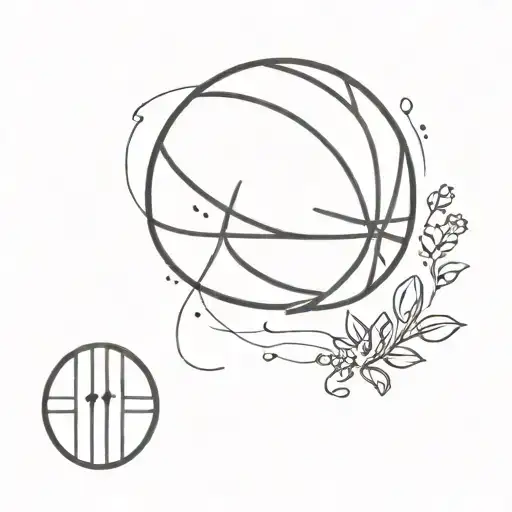 Create a minimalist tattoo of a basketball with the number 11 on it, surrounded by coffee beans to represent your love for both sports and working at a coffee bar tattoo design idea