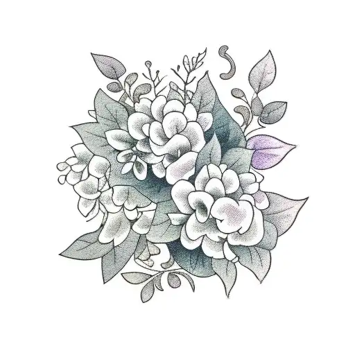 full sleeve Jasmine flowers and bougainvillea flowers with their vines and leaves just black tattoo design idea