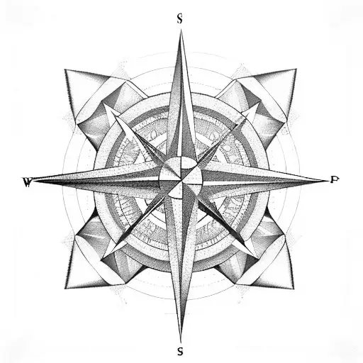 compass 3d with triskel tattoo design idea