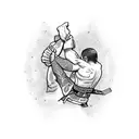 A jiu jitsu fighter executing a perfect arm lock tattoo design idea