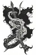 imoogi entwined around a dao sword tattoo design idea