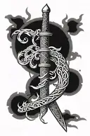 imoogi entwined around a dao sword tattoo design idea