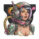 Space slut school girl tattoo design idea