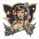 Space slut school girl tattoo design idea