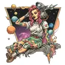 Space slut school girl tattoo design idea