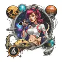 Space slut school girl tattoo design idea