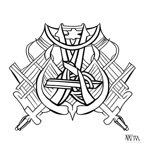 A minimalist tattoo of crossed swords with the words 'Fighter' and 'Warrior' written in a bold font, symbolizing the boxer's dedication and passion for the sport. tattoo design idea