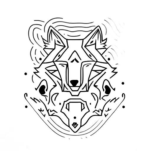 A minimalist tattoo of a wolf wearing boxing gloves, symbolizing strength and resilience. tattoo design idea