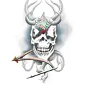 dead horned horseman with a trident  tattoo design idea