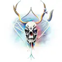 dead horned horseman with a trident  tattoo design idea