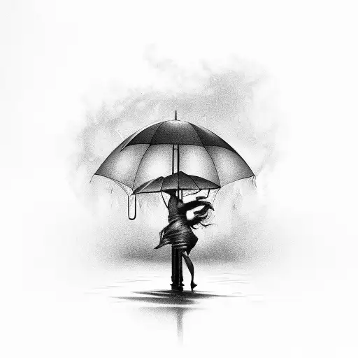 Dancing in the rain, with lampost on right hand side tattoo design idea