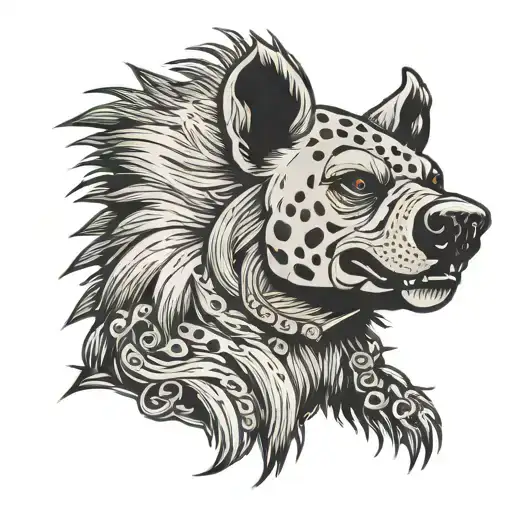 furry hyena with dreadlocks head only god can judge tattoo design idea
