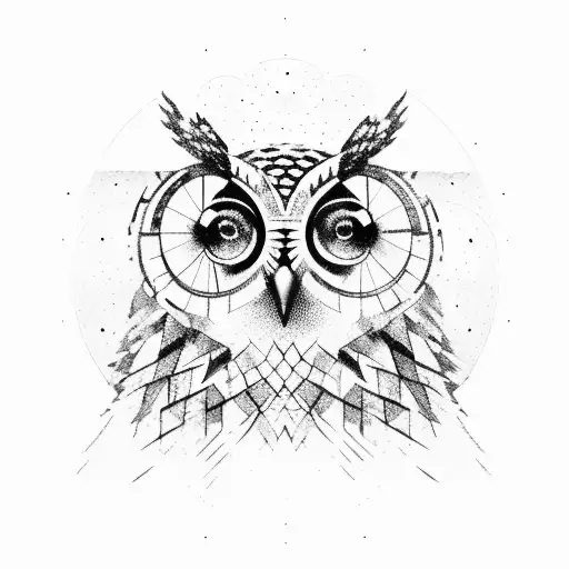 forest with owl and broken roman clock tattoo design idea