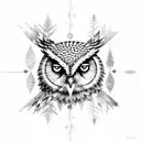 forest with owl and broken roman clock tattoo design idea