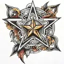 5 point star tattoo design idea