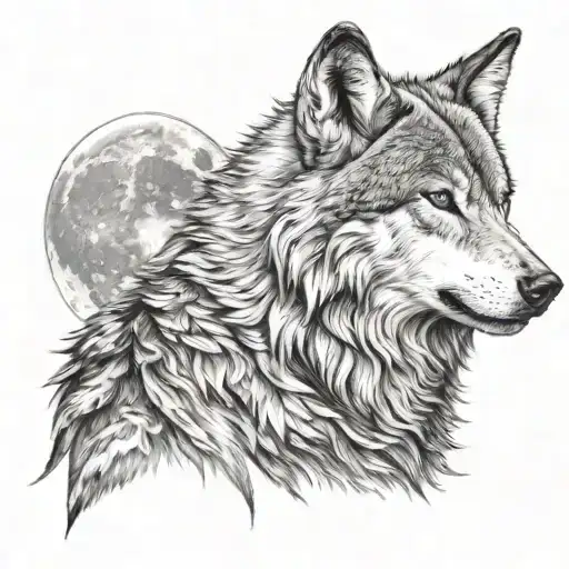 wolf howling at the moon tattoo design idea