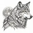 wolf howling at the moon tattoo design idea