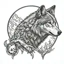 wolf howling at the moon tattoo design idea
