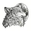 wolf howling at the moon tattoo design idea