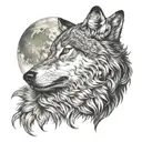 wolf howling at the moon tattoo design idea