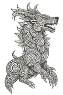 Aztec wolf god tattoo design idea