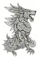 Aztec wolf god tattoo design idea