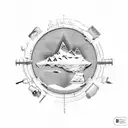 An electrician's tools arranged in the shape of the Antarctica continent tattoo design idea