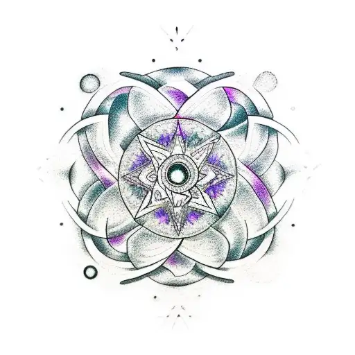 Aries and Taurus zodiac signs entwined in a dotwork mandala design tattoo design idea