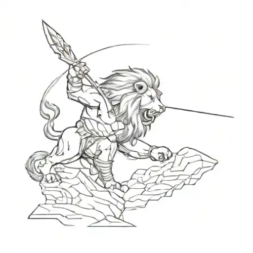 lion and gladiator tattoo design idea