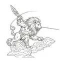 lion and gladiator tattoo design idea
