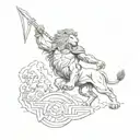 lion and gladiator tattoo design idea