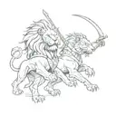 lion and gladiator tattoo design idea