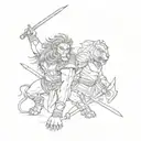 lion and gladiator tattoo design idea