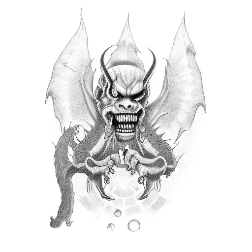 demon with a banana tattoo design idea
