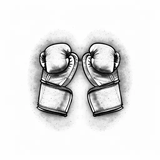 A pair of boxing gloves with the words 'Fearless' and 'Speed' written on them, surrounded by motorcycle parts tattoo design idea