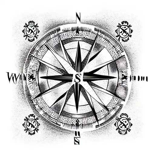 compass anime style tattoo design idea