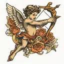 cupid shooting arrow tattoo design idea