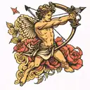 cupid shooting arrow tattoo design idea