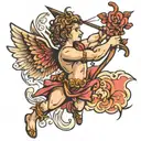 cupid shooting arrow tattoo design idea