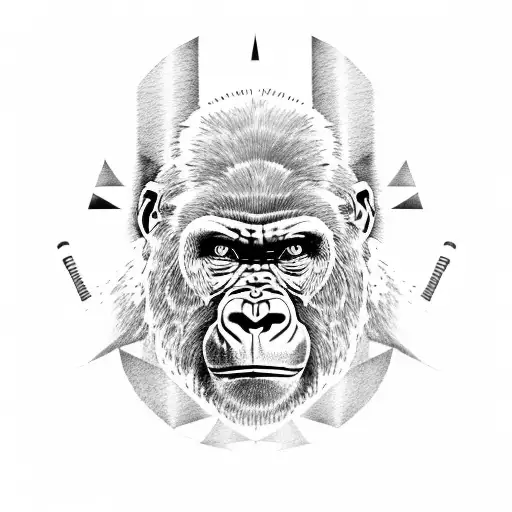 gorilla compass anger tattoo design idea
