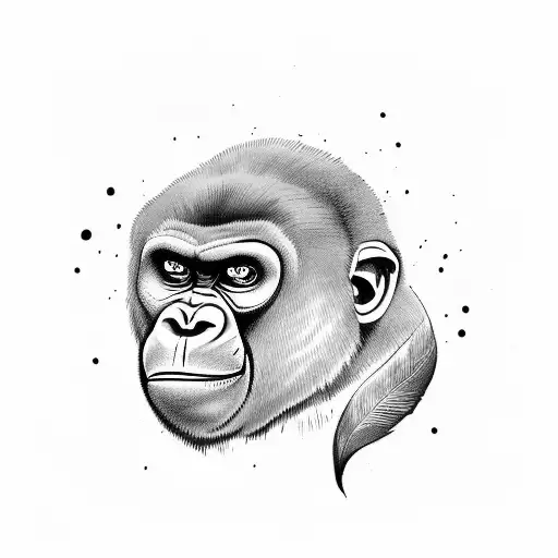 angry gorilla compass tattoo design idea