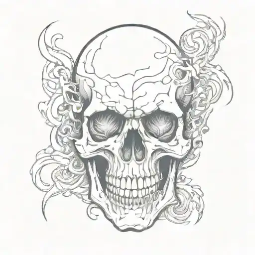 skull flames tattoo design idea