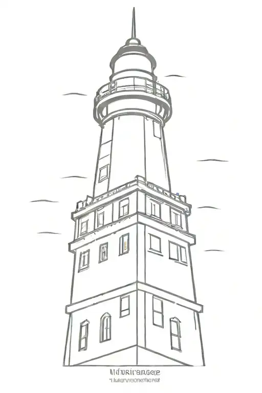 outline of willis tower with the top looking like a lighthouse should have lines coming from the top to show light tattoo design idea