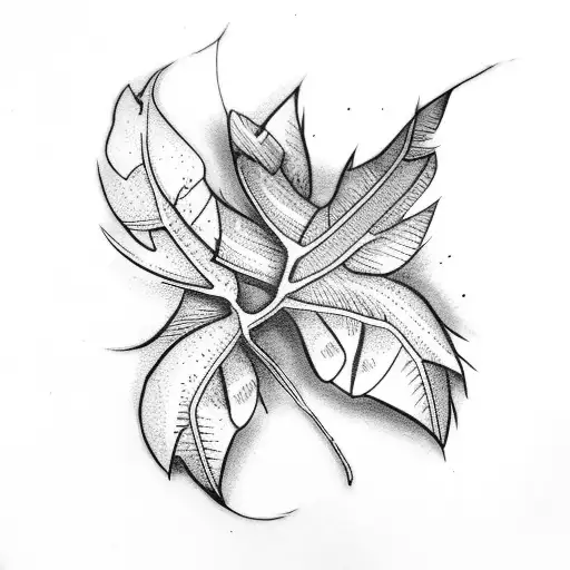 bird with leaf tattoo design idea