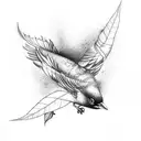 bird with leaf tattoo design idea