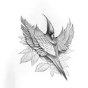 bird with leaf tattoo design idea
