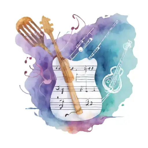 A music sheet with cooking utensils as musical instruments tattoo design idea