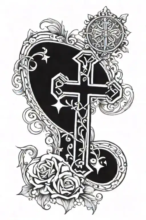 cross and birthday in roman numerals 10-26-06 tattoo design idea