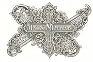 cross and birthday in roman numerals 3-10-79 tattoo design idea